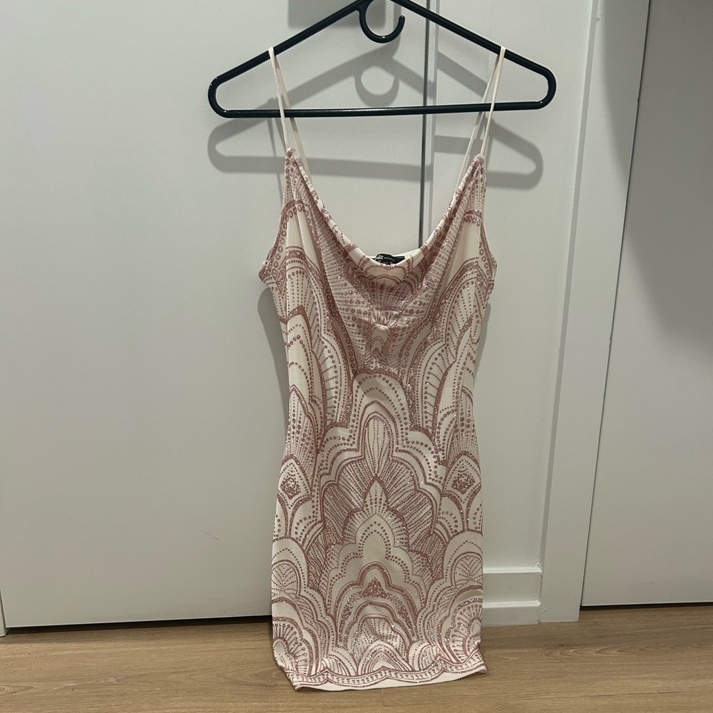 White and pink cocktail dress